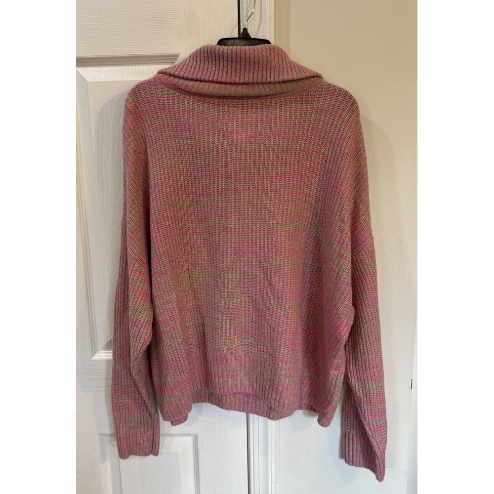Aerie 1/4 Zip Sweater Women's Sz XL Tan Pink Soft - Picture 2 of 8